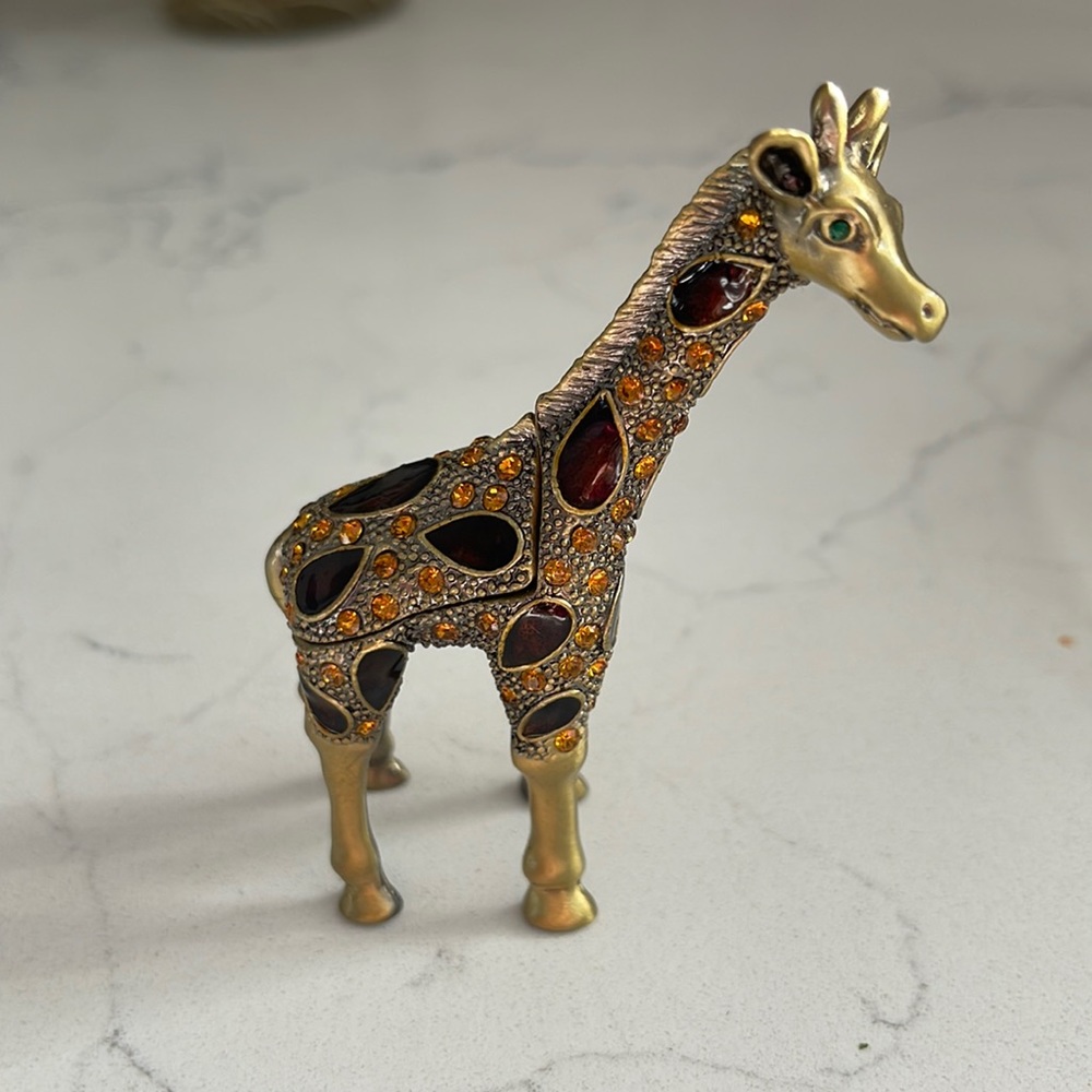 Luxury High Quality Bejeweled Standing Giraffe Trinket Box.